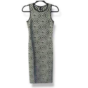 FOREVER 21 Black & White Op Art Geometric Body-con Scoop Neck Racerback Dress